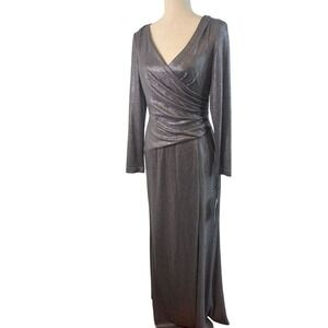 New Adrianna Papell‎ Metallic Jersey Evening Gown Dress Long Size 12 $249 MSRP